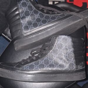 Gucci Black and Gray Patterned Sneakers